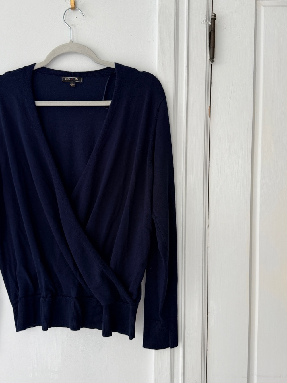 Lety & Me Navy Wrap-Style Knit Top size XL